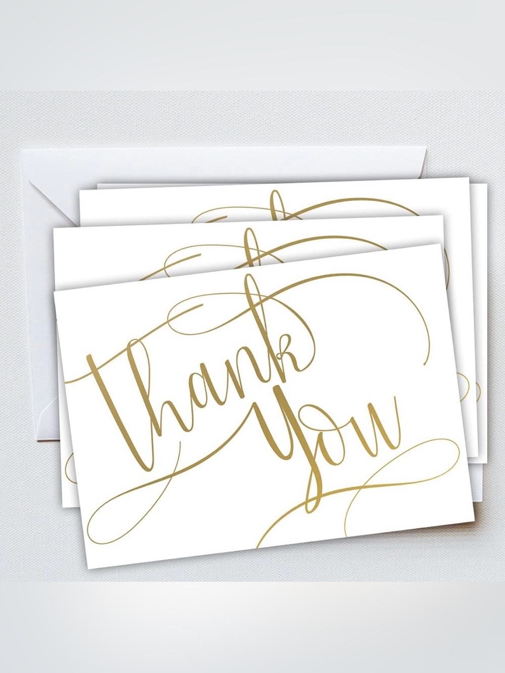 Elegant Gold Script Thank You Cards - Pack of Notecards 40 cards & envelopes